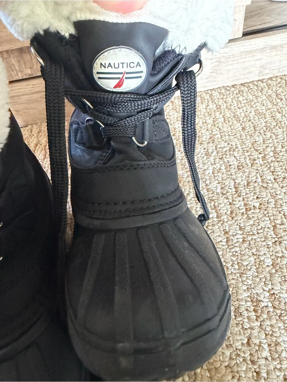 Nautica Black Winter Snow Boots with Faux Fur Collar size 11 toddler